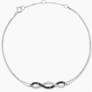 Real diamonds in black and white infinity Bracelet from France